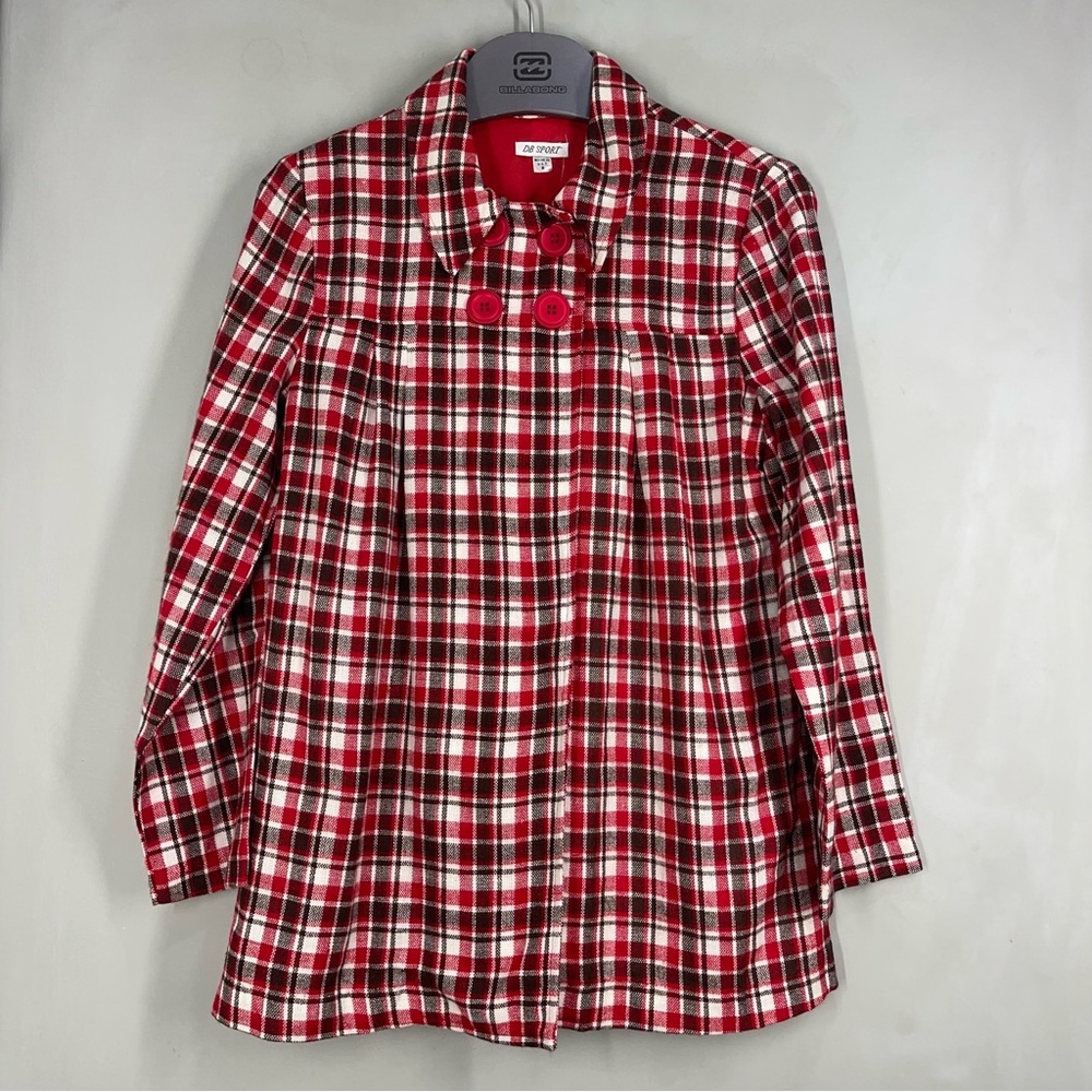 DB Sport Women's Size M Plaid Coat Red Brown Black NWT Made In The USA